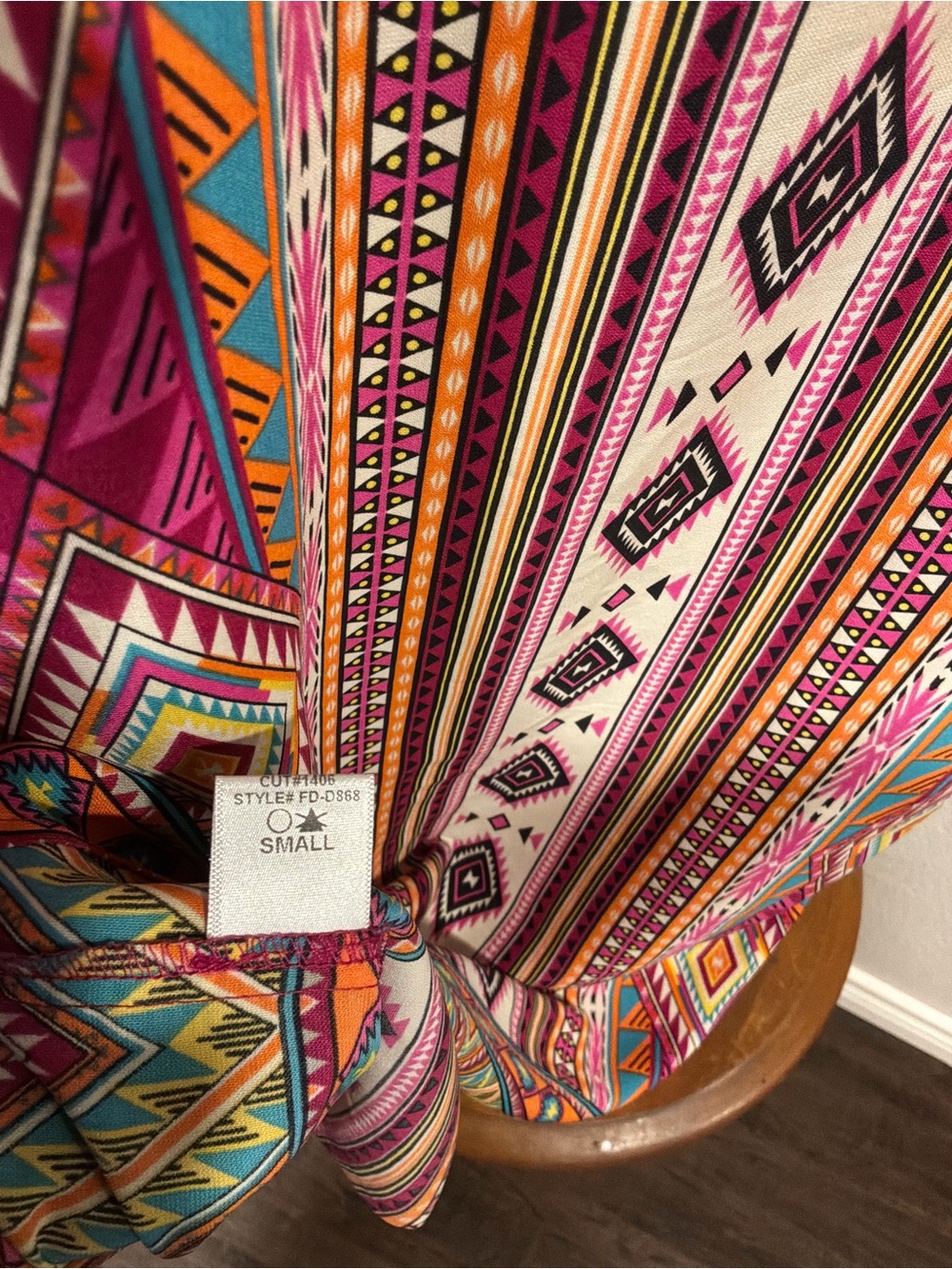 Gibson Latimer Multicolor Aztec-Print Mini Dress — Pink, Turquoise, Orange - Picture 5 of 5